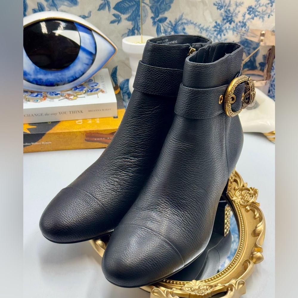 🆕 KURT GEIGER LONDON 🧿 NWOT Mayfair 55 Ankle Boot Boot, Black Gold, Sz 41 US10 - Picture 12 of 16